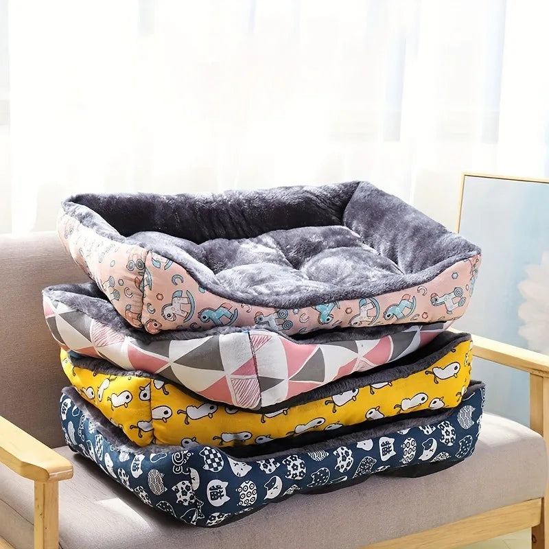 Cama para cachorro com estampa amarela - Um refúgio aconchegante para seu amigo