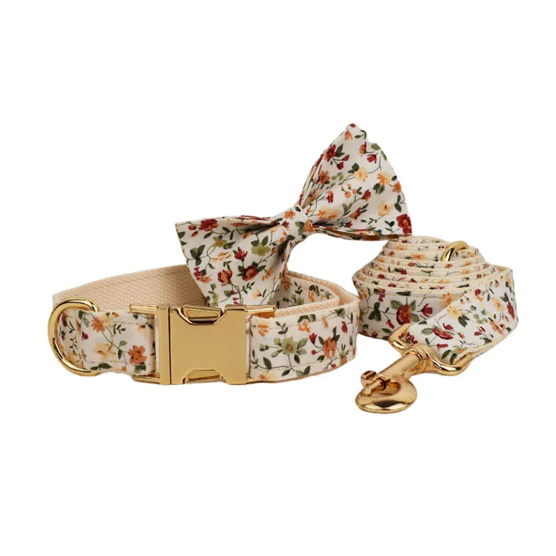 Bloom Chic Personalized Dog Collar, Harness & Leash Set - Luxury Floral Collection