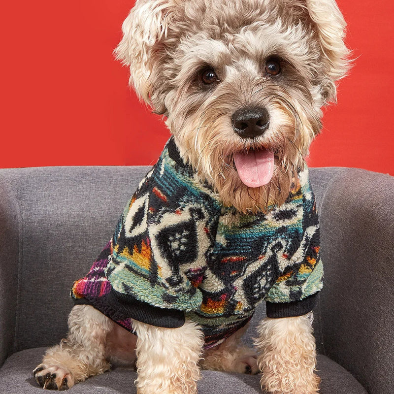 Wrap your small dog in style and comfort with our Cozy Chic Woolen Sweater. Perfect for Chihuahuas, Schnauzers, and puppies, this fleece pullover is a must-have for cooler weather walks. black 3