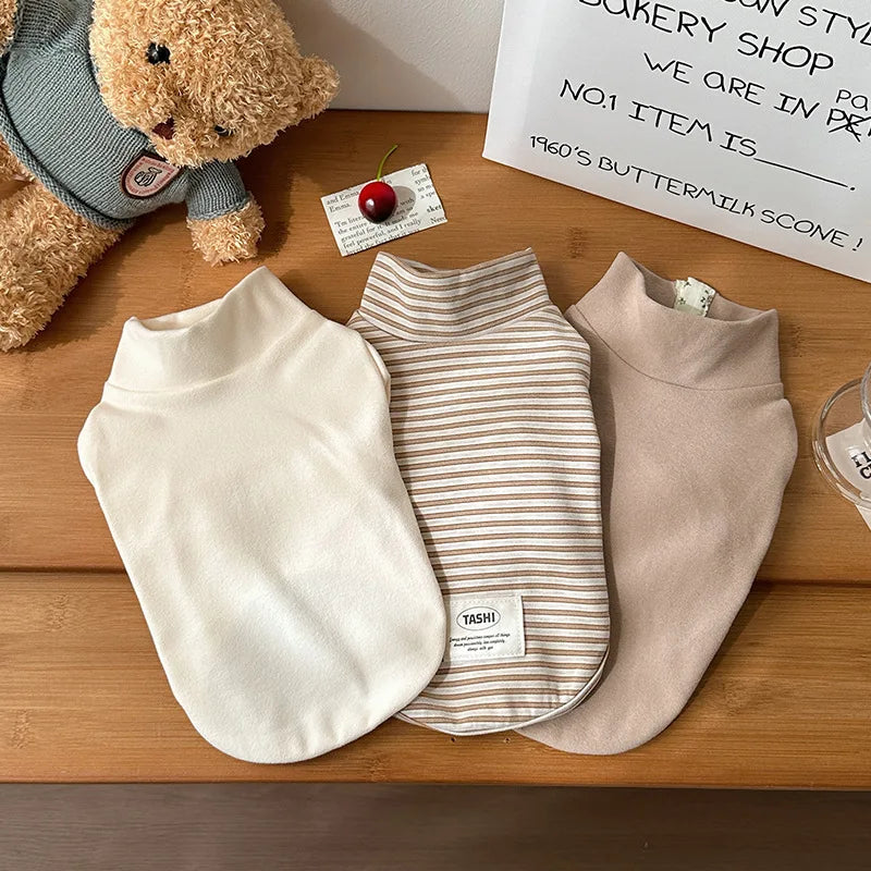 Suéter listrado CozyVelvet para cães – Casaco de inverno macio bordado para animais de estimação de pequeno e médio porte