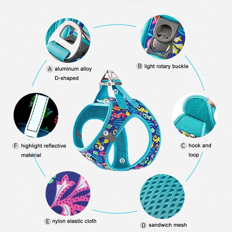 Truelove Adjustable No - Pull Pet Vest with Soft Air Mesh Design Orchid Bouquet - The Fur Pal Dog quality premiumdogsupplies