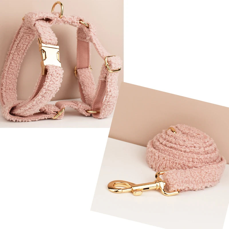 Pink Teddy Personalized Dog Bow, Collar, Leash & Harness Set