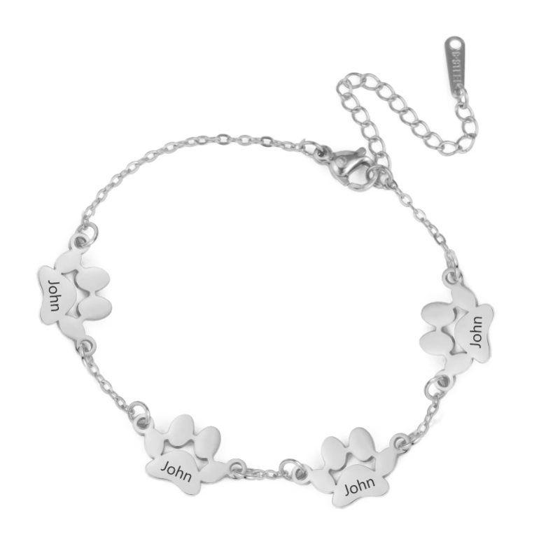 Pulseira de pata de cachorro de aço inoxidável personalizada