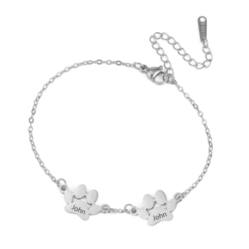 Pulseira de pata de cachorro de aço inoxidável personalizada