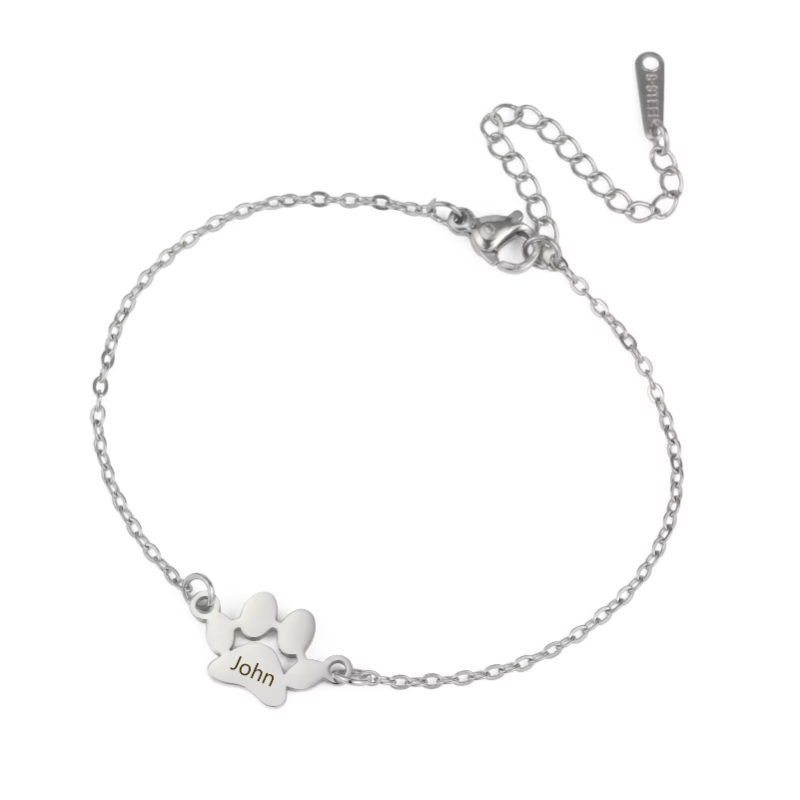 Pulseira de pata de cachorro de aço inoxidável personalizada