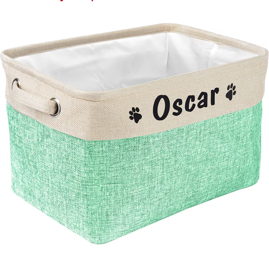 Cesta personalizada para guardar juguetes y accesorios para perros