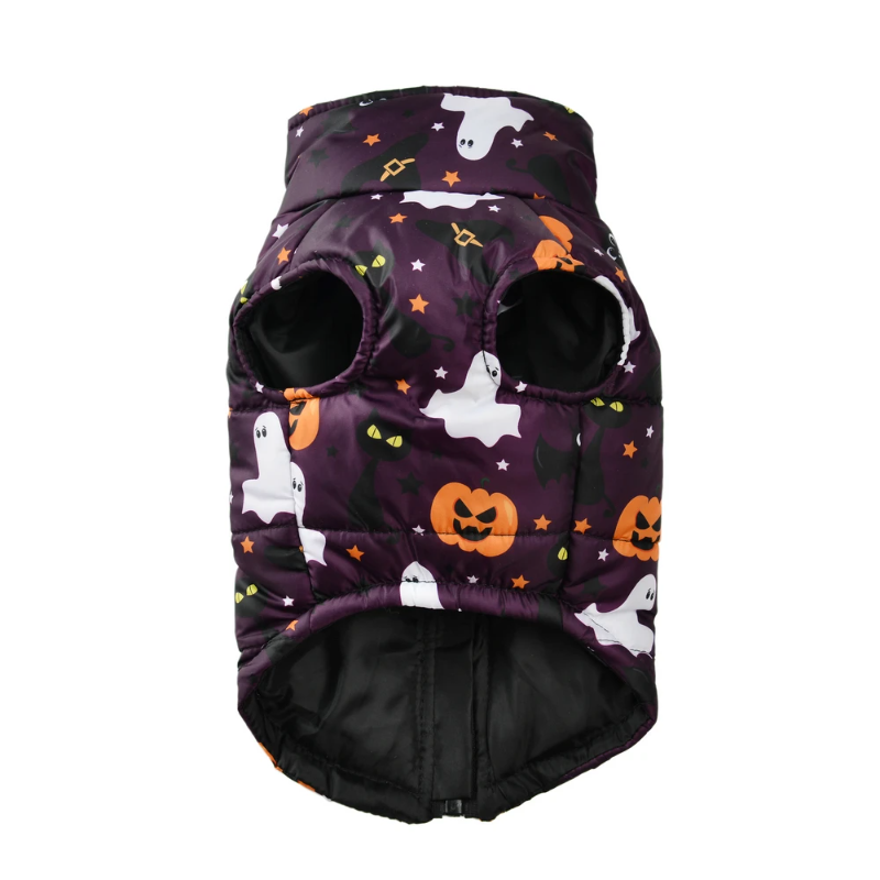 Black Ghosts & Pumpkins Halloween Dog Costume Jacket
