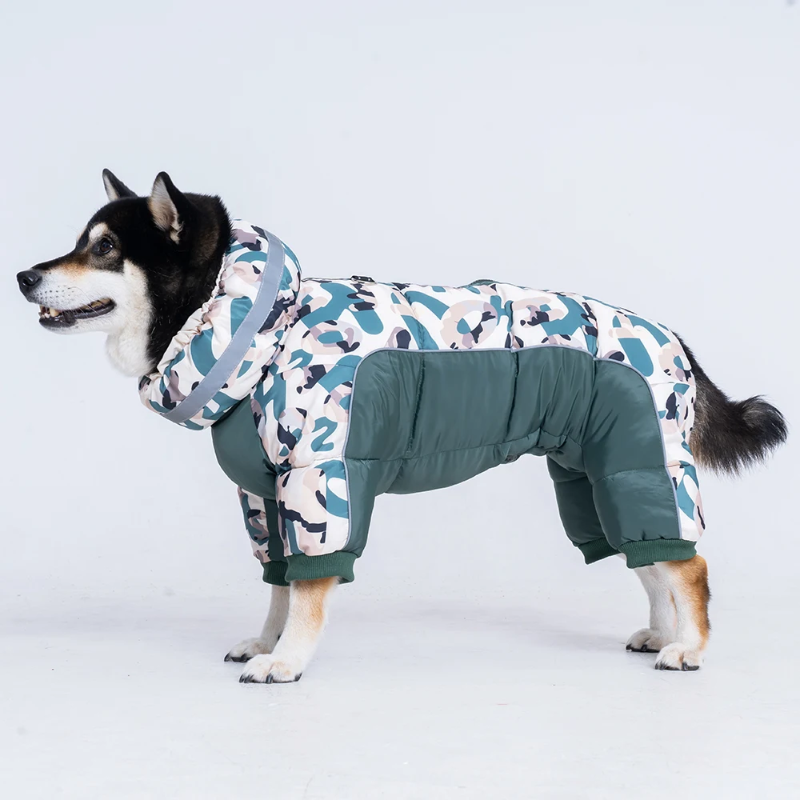 Waterproof Winter Dog Snowsuit with Full Belly Cover