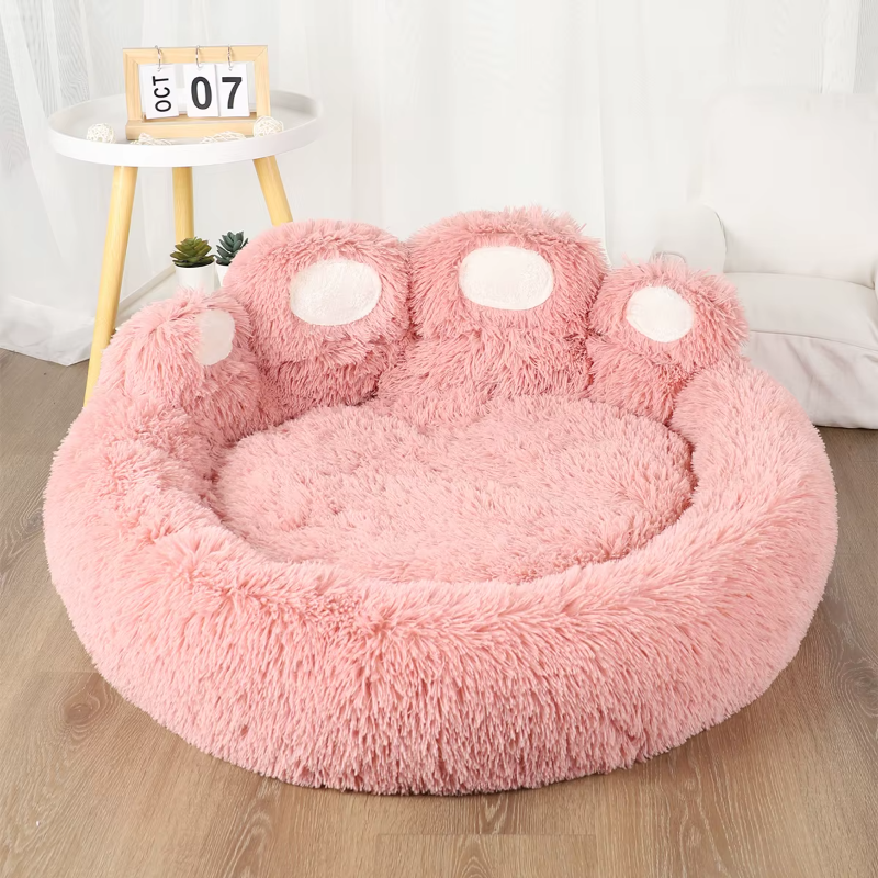 Soft Retreat Pet Pink Paw Bed - Cozy Comfort for Your Furry Friend