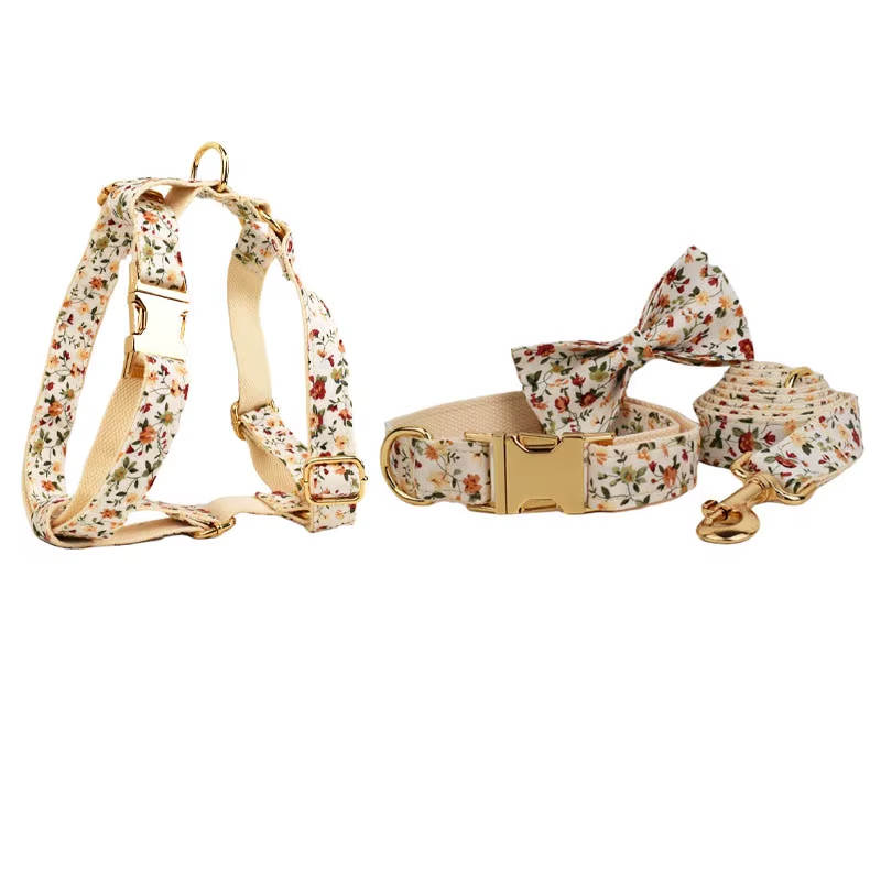 Bloom Chic Personalized Dog Collar, Harness & Leash Set - Luxury Floral Collection