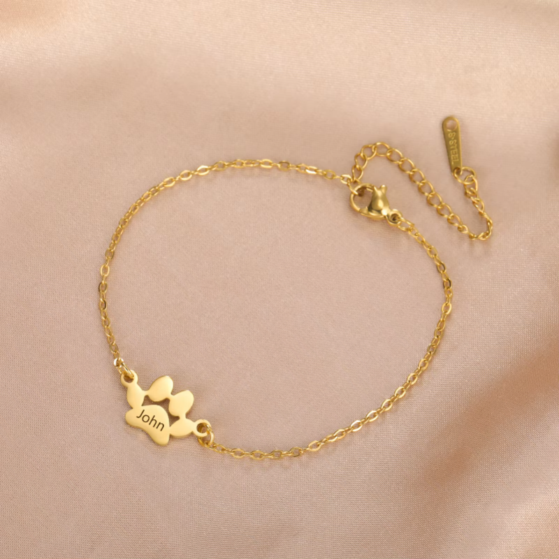 Pulseira de pata de cachorro de aço inoxidável personalizada