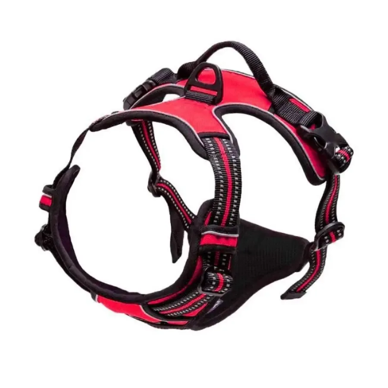 Arnés reflectante antitirones con clip frontal para perros grandes: control resistente