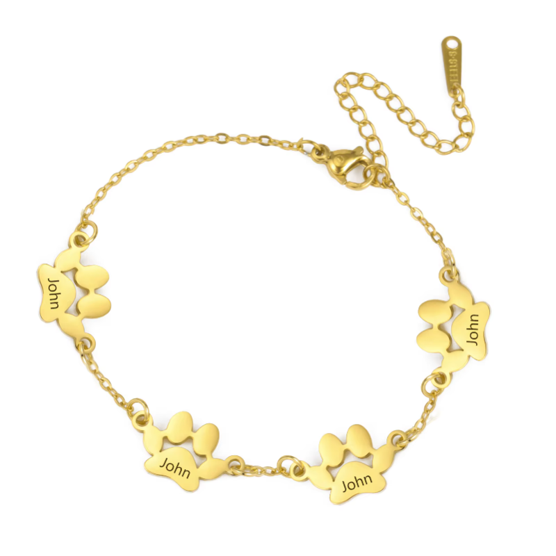 Pulseira de pata de cachorro de aço inoxidável personalizada