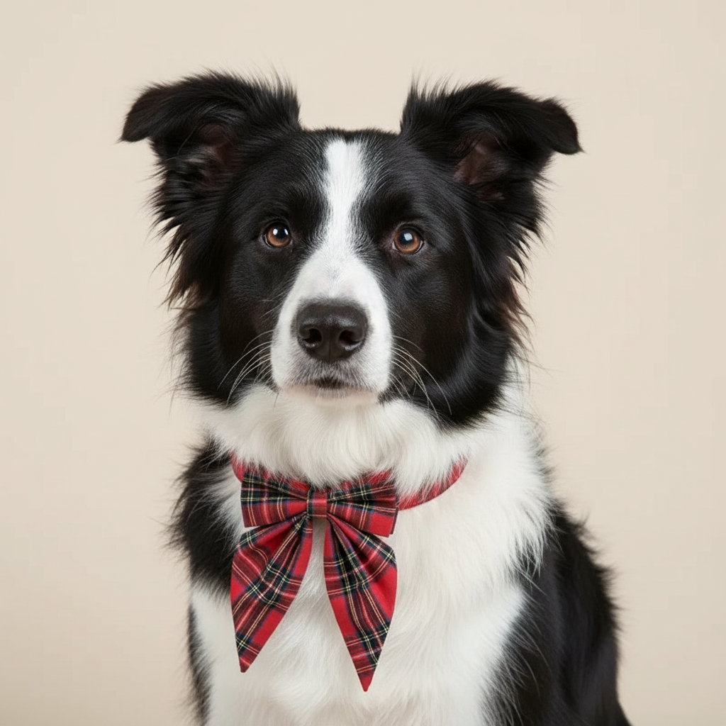 Coleira festiva com laço vermelho para cães