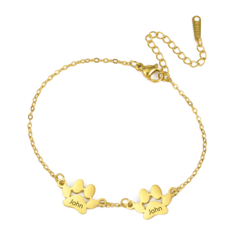 Pulseira de pata de cachorro de aço inoxidável personalizada