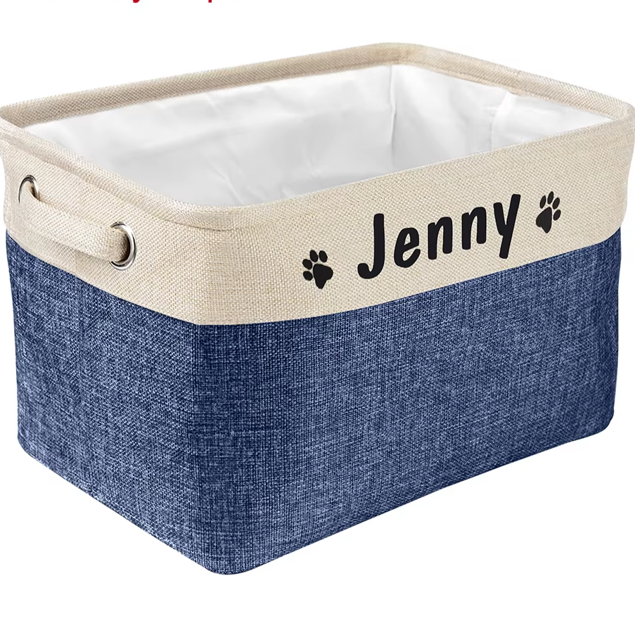 Cesta personalizada para guardar juguetes y accesorios para perros