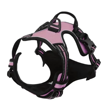 Arnés reflectante antitirones con clip frontal para perros grandes: control resistente