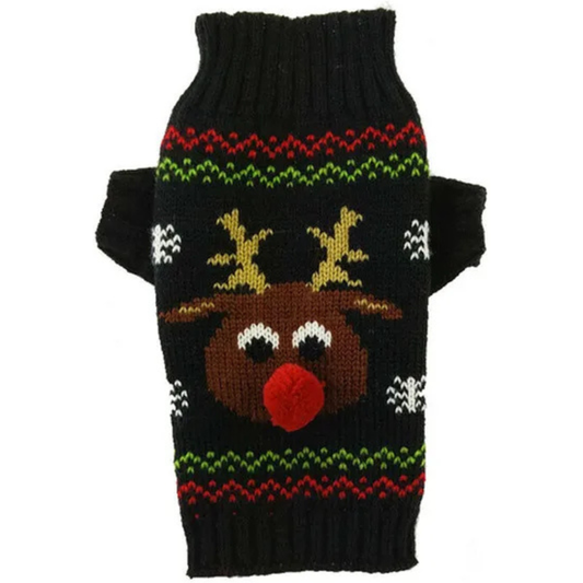 Jolly Rudolph Holiday Pup Sweater – Warm Christmas Knit for Dogs