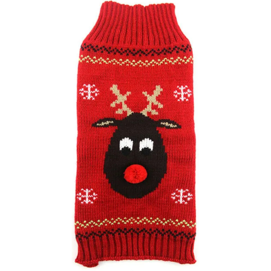 Red Deer Holiday Pup Sweater – Warm Christmas Knit for Dogs