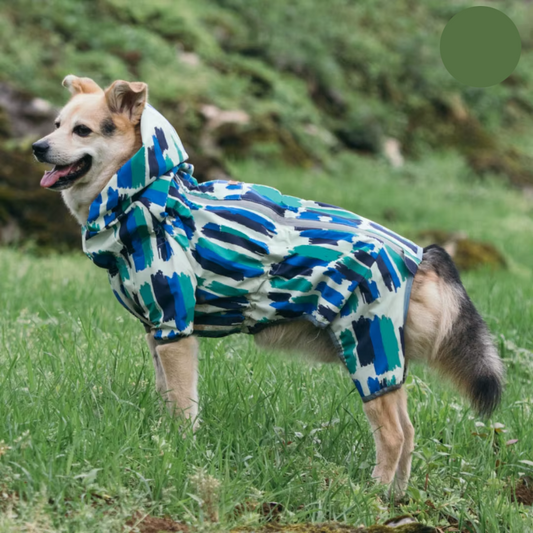 Protect your dog from rain and mud with the Ultimate Full-Body Waterproof Dog Raincoat. Complete coverage, adjustable fit, and reflective safety features for all-weather walks! blue