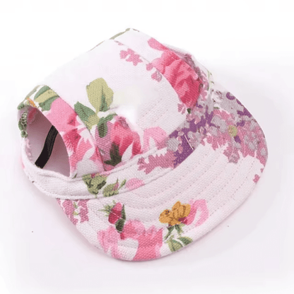 White Floral Canvas Dog Baseball Hat - Stylish Summer Cap for Small Dogs - The Fur Pal Dog quality premiumdogsupplies