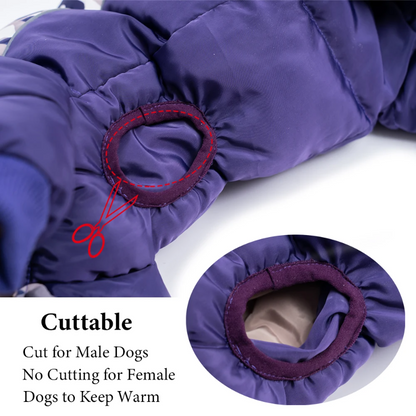Waterproof Winter Dog Snowsuit with Full Belly Cover