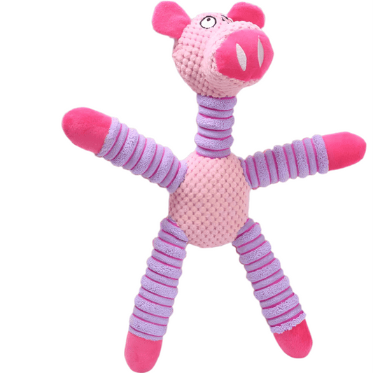 IndestructiPaw Squeaky Plush Chew Pink Pig Toy - The Fur Pal Dog quality premiumdogsupplies