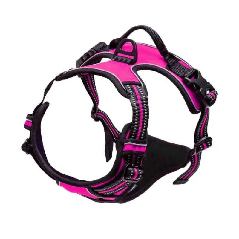 Arnés reflectante antitirones con clip frontal para perros grandes: control resistente