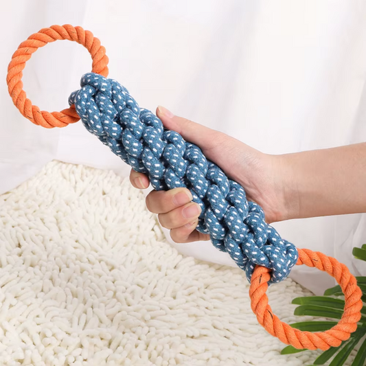 Brinquedo de corda de mordida natural feito à mão para cães - Limpeza dos dentes e diversão de mastigação