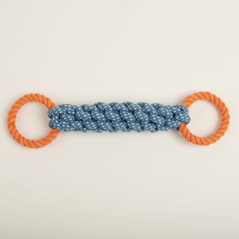 Brinquedo de corda de mordida natural feito à mão para cães - Limpeza dos dentes e diversão de mastigação