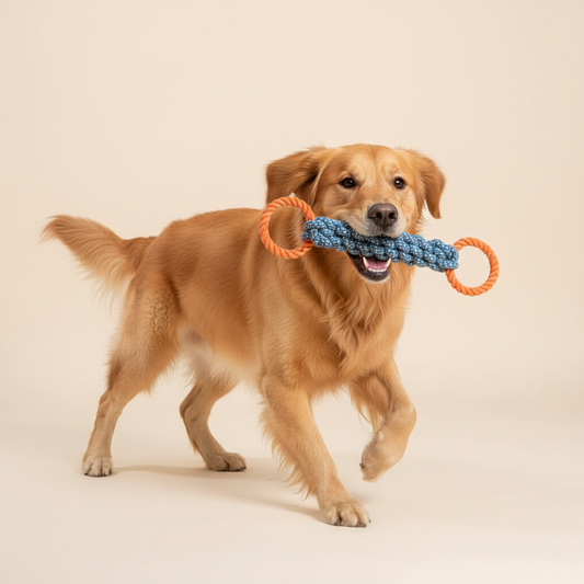 Brinquedo de corda de mordida natural feito à mão para cães - Limpeza dos dentes e diversão de mastigação