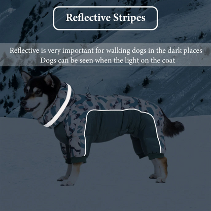 Waterproof Winter Dog Snowsuit with Full Belly Cover