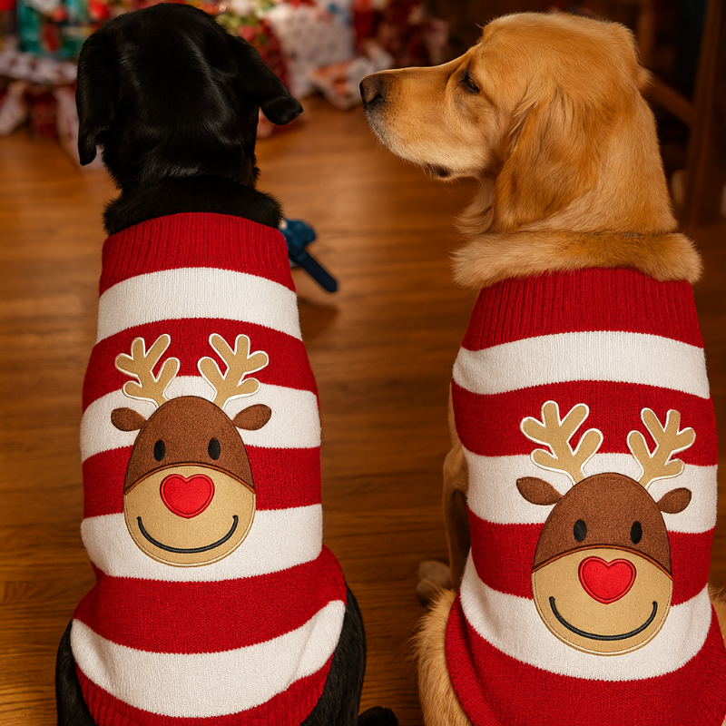 Dogs_in_Christmas_Sweaters_by_Tree available at The Fur Pal