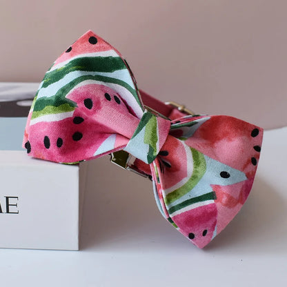 Watermelon Personalized Pet Bowknot Dog Collar And Leash Set