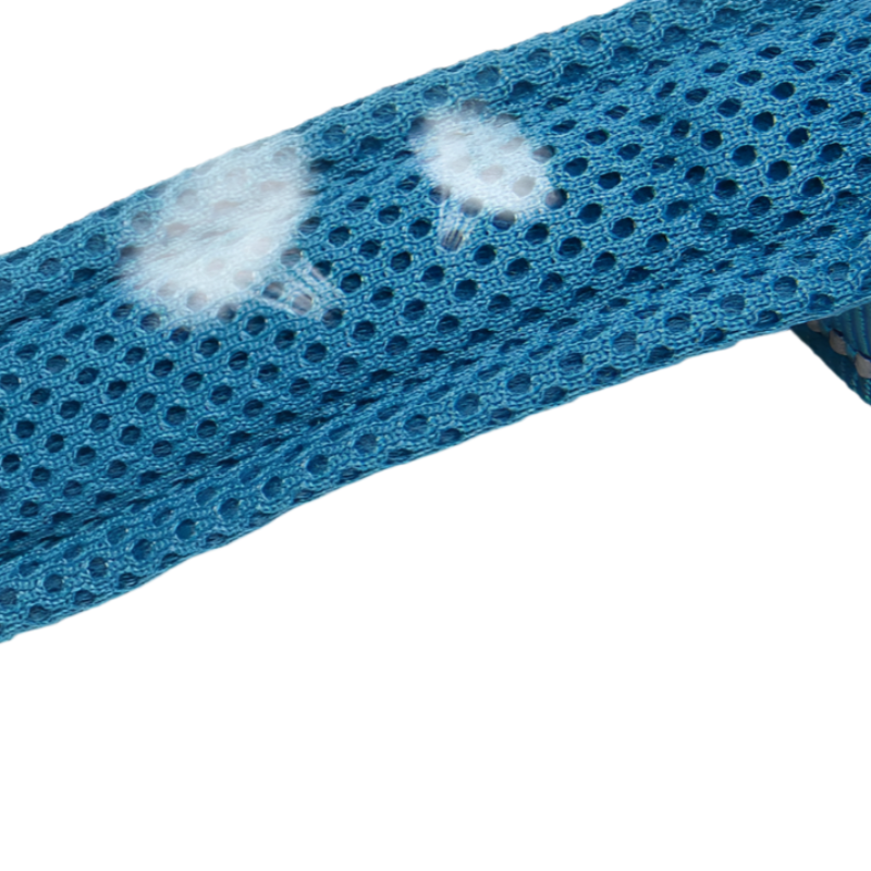 Blue breathable mesh light cloth on a white background with text 'Breathable Mesh Light Cloth'. 