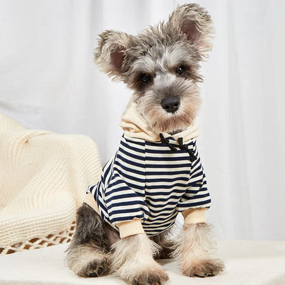 Moletom com capuz SnuggleStripe para cães – suéter listrado macio para cães de pequeno e médio porte