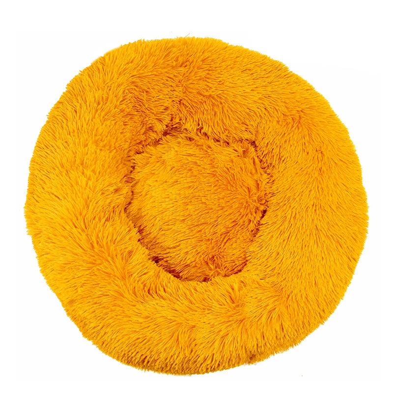 Beige Plush Donut Dog Bed