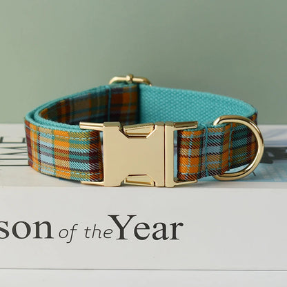 Add timeless elegance to your dog’s look with the Luxury Plaid Bow Tie Collar Collection. Premium quality, stylish plaid patterns, and detachable bow ties for versatile charm. blue and brown plaid blank collar