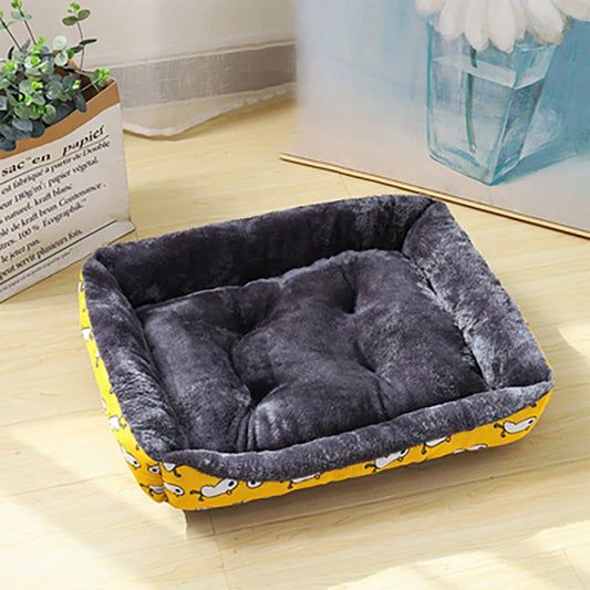 Cama para cachorro com estampa amarela - Um refúgio aconchegante para seu amigo 
