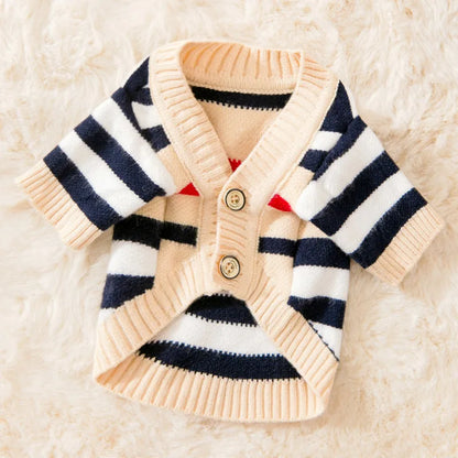 Cardigan Snuggle Stripes – Suéter de malha macia para cães pequenos