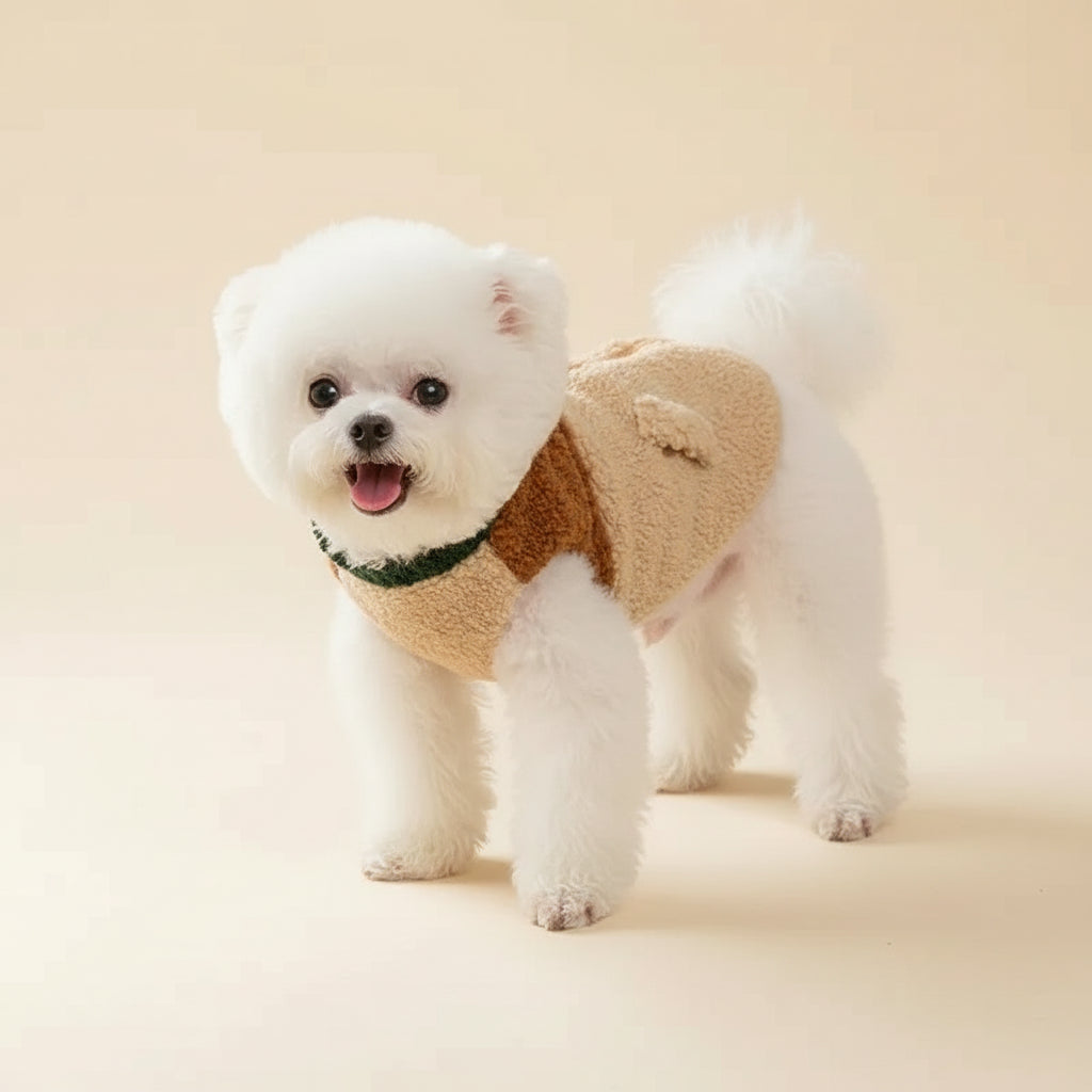 Cardigã castanho aconchegante para cão