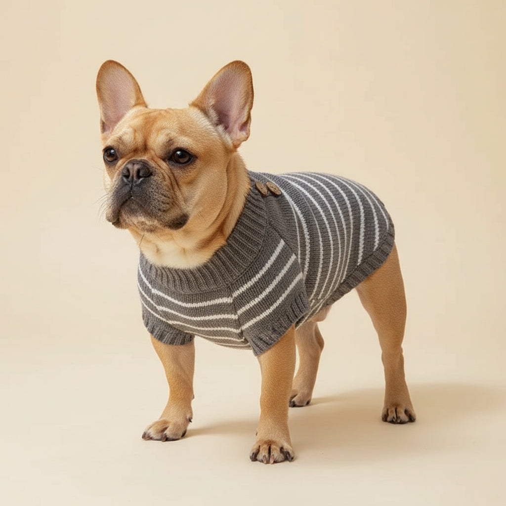 Camisola de malha listrada e aconchegante