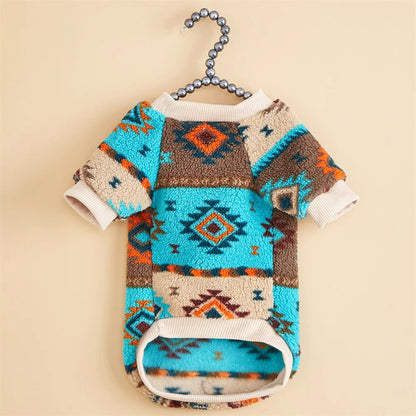 Wrap your small dog in style and comfort with our Cozy Chic Woolen Sweater. Perfect for Chihuahuas, Schnauzers, and puppies, this fleece pullover is a must-have for cooler weather walks. blue 2