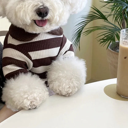 Camiseta Teddy Stripes – Camiseta fofa para animais de estimação com detalhe de urso de pelúcia
