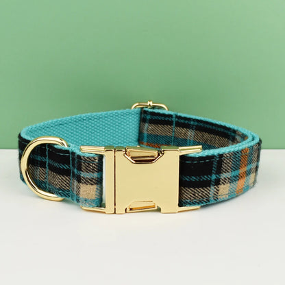 Add timeless elegance to your dog’s look with the Luxury Plaid Bow Tie Collar Collection. Premium quality, stylish plaid patterns, and detachable bow ties for versatile charm. blue and brown plaid collar