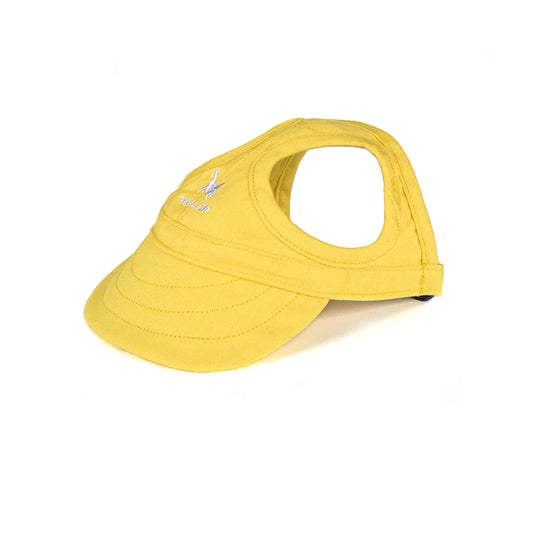 Boné de beisebol ajustável para cães PupPlay amarelo – chapéu com viseira solar e furos para orelhas para aventuras ao ar livre 