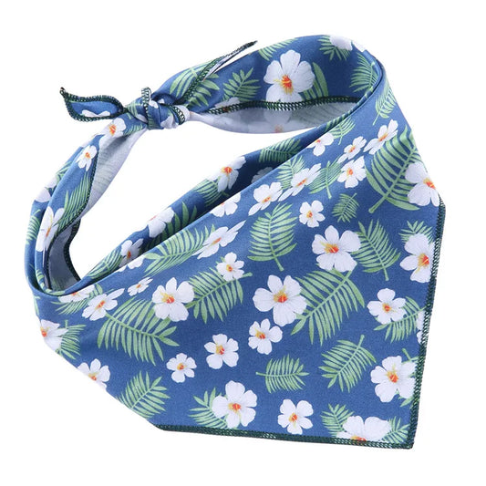 Blossom Breeze Bandana – Blue & White Floral Scarf for Dogs
