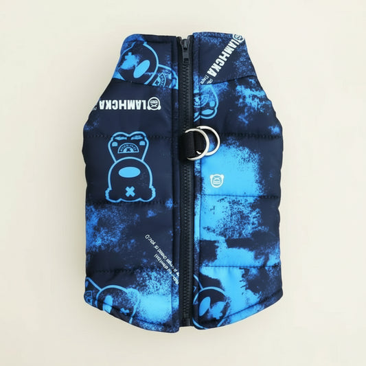 Keep your large dog protected with our All-Weather Outdoor Jacket. Waterproof, durable, and secure, it’s perfect for Doberman Pinschers, Golden Retrievers, and more. blue top