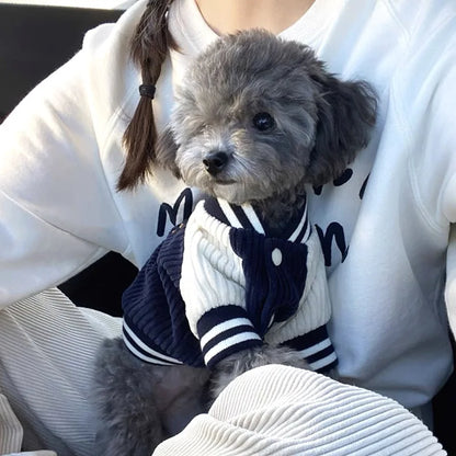 Jaqueta de beisebol bordada para cães – Casaco de primavera premium para raças pequenas e médias