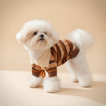 Camisola de malha listrada castanho